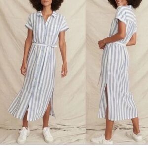 Marine Layer Cabana Stripe Simone Blue White Stripe Button Front Dress size S